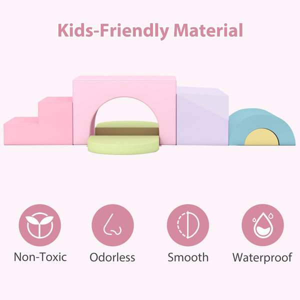 7-Piece Soft Foam Toddler Climbing Blocks Set PU Leather for 1+ Year Old