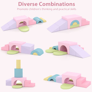 7-Piece Soft Foam Toddler Climbing Blocks Set PU Leather for 1+ Year Old