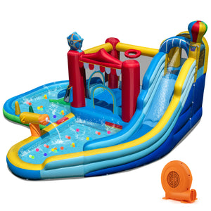 Inflatable Water Park with Splash Pool  50 Ocean Balls and 750W Blower