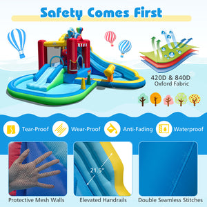 Inflatable Water Park with Splash Pool  50 Ocean Balls and 750W Blower