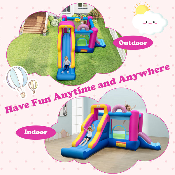 Inflatable Bounce House with Slides and Basketball Hoop (with 680W Blower)