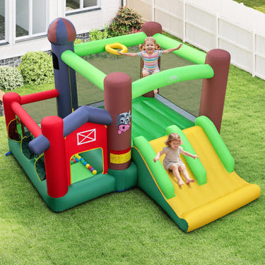 Kids Castle Slide Bouncer with 750W Blower and Dual Slides