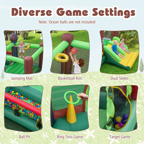 Kids Castle Slide Bouncer with 750W Blower and Dual Slides