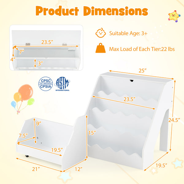 2-In-1 Kids Bookshelf & Toy Storage Organizer - Multi - Multi
