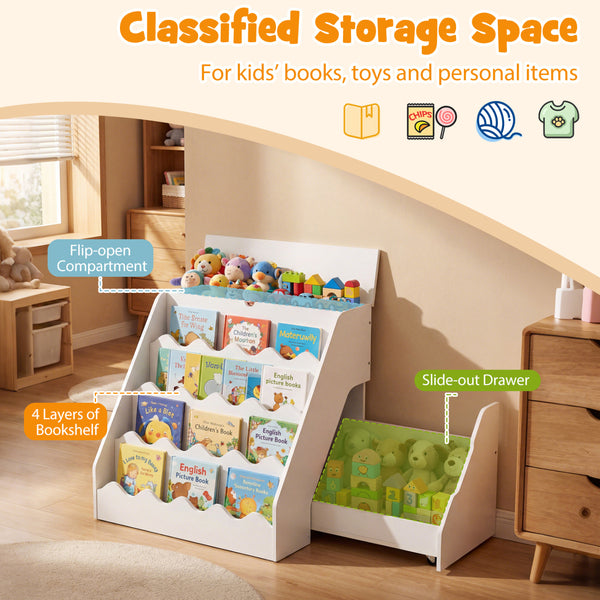 2-In-1 Kids Bookshelf & Toy Storage Organizer - Multi - Multi