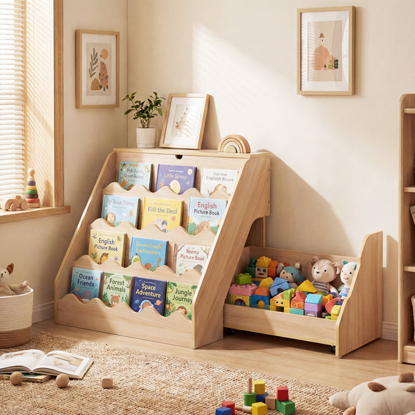 2-In-1 Kids Bookshelf & Toy Storage Organizer - Multi - Multi