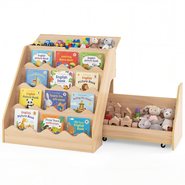2-In-1 Kids Bookshelf & Toy Storage Organizer - Multi - Multi