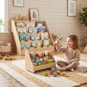 2-In-1 Kids Bookshelf & Toy Storage Organizer - Multi - Multi