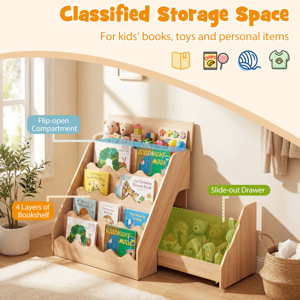 2-In-1 Kids Bookshelf & Toy Storage Organizer - Multi - Multi