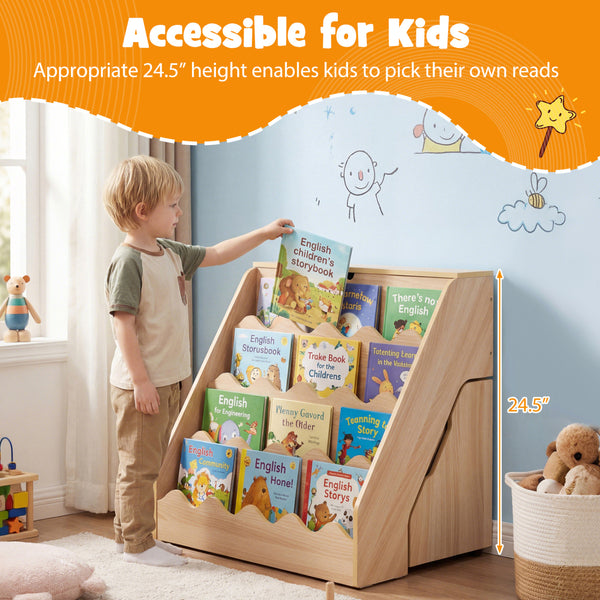 2-In-1 Kids Bookshelf & Toy Storage Organizer - Multi - Multi