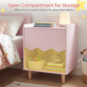 Toddler Scalloped Side Table with Wide Top & Open Compartment for Kids Room