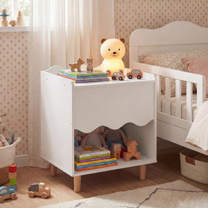Toddler Scalloped Side Table with Wide Top & Open Compartment for Kids Room