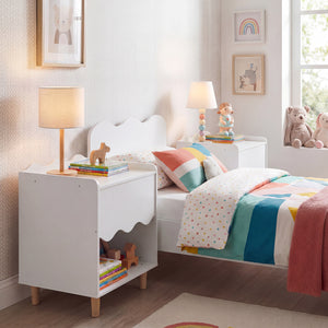 Toddler Scalloped Side Table with Wide Top & Open Compartment for Kids Room