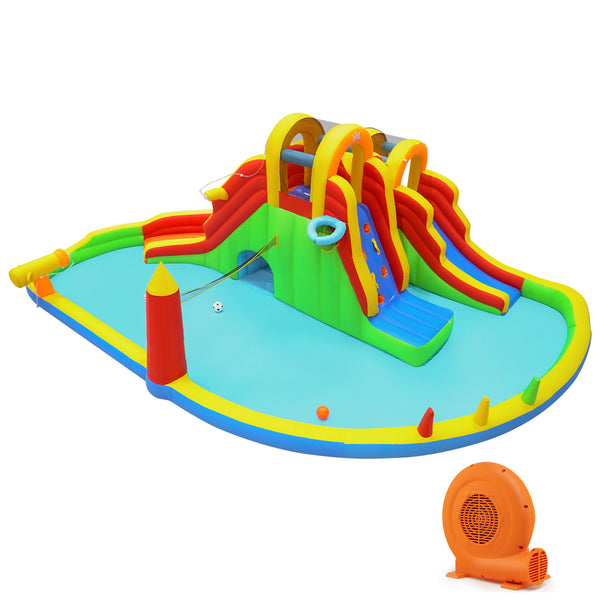 8-in-1 Giant Bounce House with 2 Long Slides for Yard Party with 750W Blower