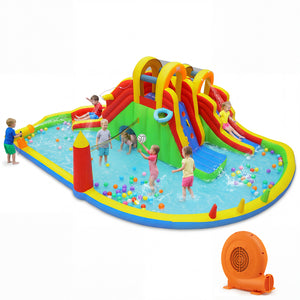8-in-1 Giant Bounce House with 2 Long Slides for Yard Party with 750W Blower