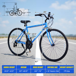 700C Hybrid Bike for Adult with 18-Speed Shimano Drivetrain and Phone Holder