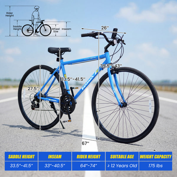 700C Hybrid Bike for Adult with 18-Speed Shimano Drivetrain and Phone Holder