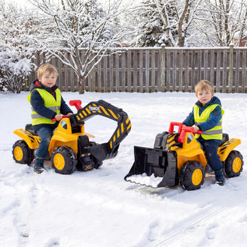 3-in-1 Ride on Excavator Bulldozer Detachable with Engine Sound and Helmet