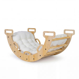 Wooden Rocking Climbing Arch with Cushion 3-in-1 Montessori Kids Climber Rocker