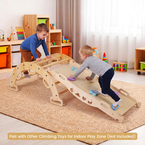 Wooden Rocking Climbing Arch with Cushion 3-in-1 Montessori Kids Climber Rocker