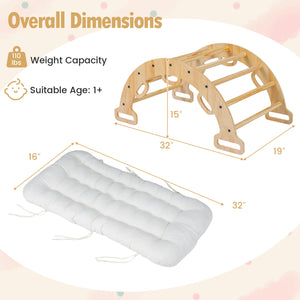 Wooden Rocking Climbing Arch with Cushion 3-in-1 Montessori Kids Climber Rocker