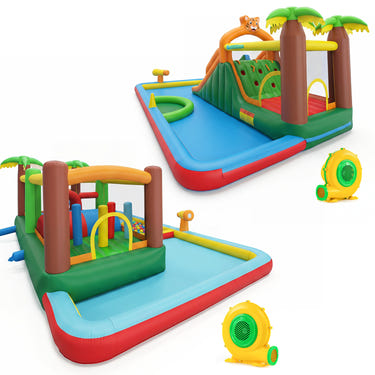 Tiger Inflatable Water Park Obstacle Bounce House with 2 Blower