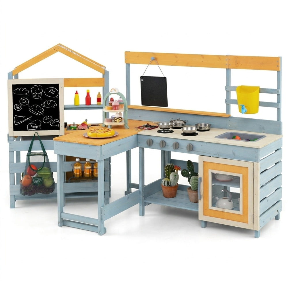 Ultimate Kids Outdoor Play Complex: 4-in-1 Wooden Mud Kitchen & BBQ Grill Set with Picnic Table