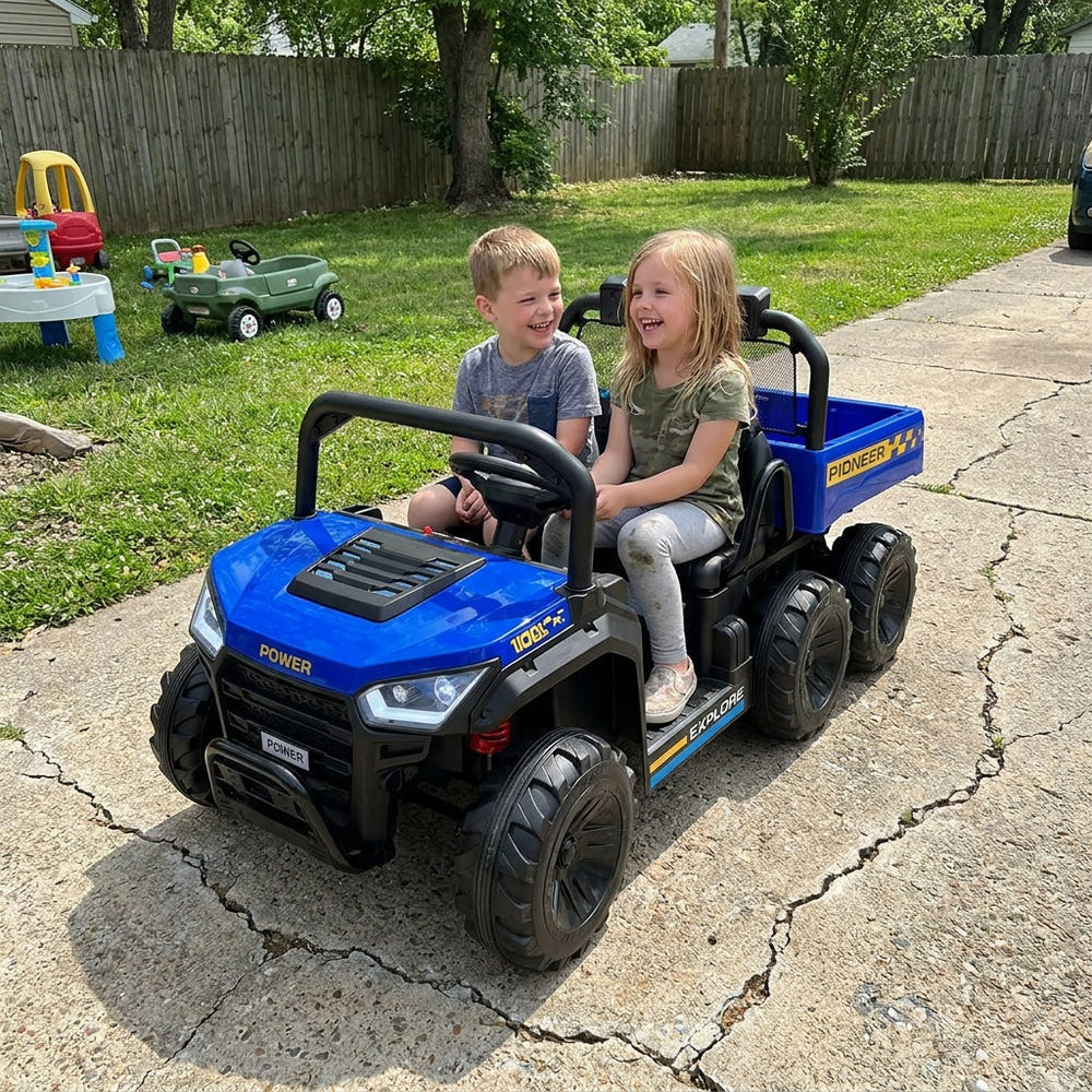 24V Kids Ride on Dump Truck with Electric Dump Bed  2-Seater 4WD