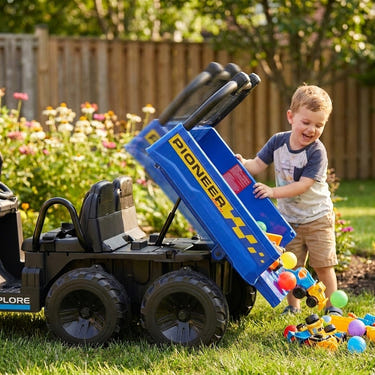 24V Kids Ride on Dump Truck with Electric Dump Bed  2-Seater 4WD