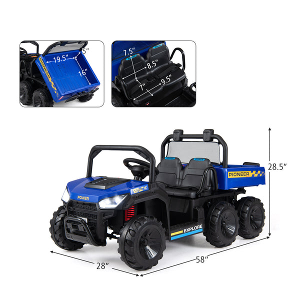 24V Kids Ride on Dump Truck with Electric Dump Bed  2-Seater 4WD