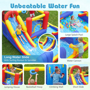 7-in-1 Outdoor Bounce House with Dual Slides and 680W Blower