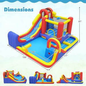 7-in-1 Outdoor Bounce House with Dual Slides and 680W Blower