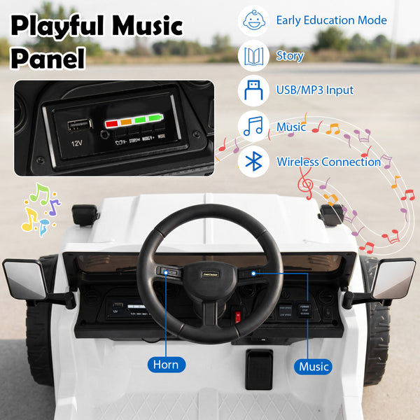 12V Electric Toyota Ride On Truck with Dump Bed and Music, angled view, perfect for kids' outdoor fun.