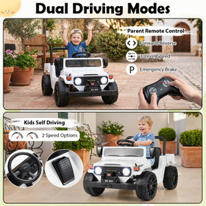 12V Toyota Electric Ride On Truck with Dump Bed and Music, angled view for kids' powered ride-on toys.