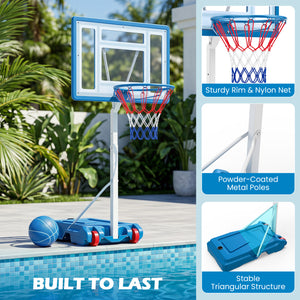 3.3-3.9 Feet Pool Basketball Hoop Adjustable with Shatterproof Backboard