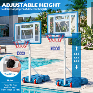 3.3-3.9 Feet Pool Basketball Hoop Adjustable with Shatterproof Backboard