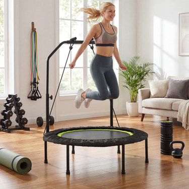 40 Inch Fitness Trampoline for Adults with 2 Resistance Bands-Green