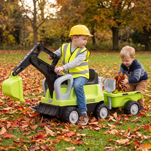 2-In-1 Kids Ride on Tractor with Digging Arm and Detachable Trailer