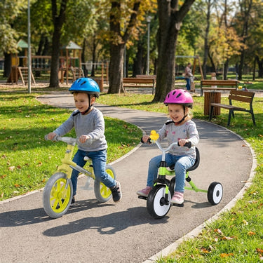 2-Piece Toddler Bike Set: Balance Bike & Tricycle with Basket