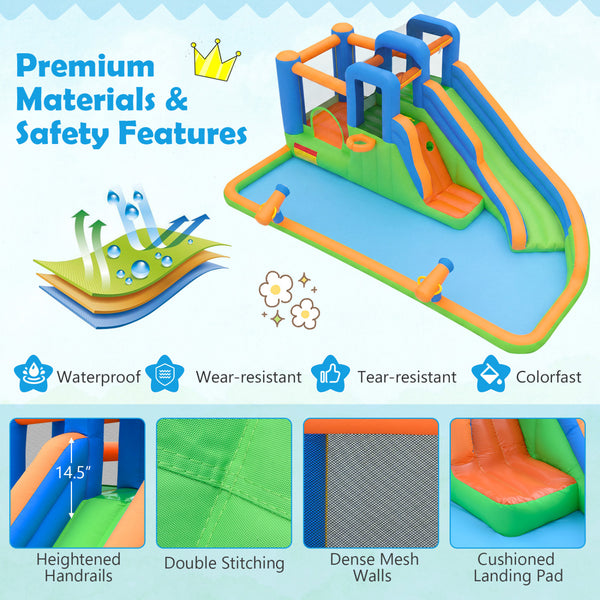 Inflatable Water Slide Park with with 780W Blower and Splash Pool for Yard Party