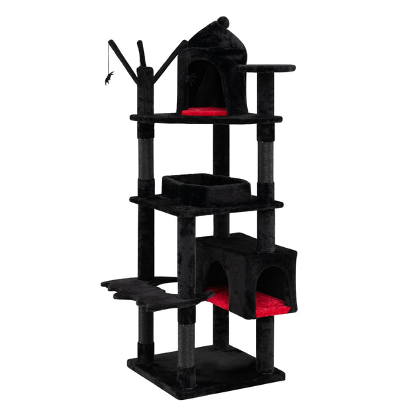Gothic Cat Tree for Indoor Cats with Castle and House