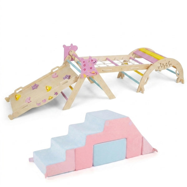 6-Piece Toddler Indoor Play Gym with Climbing Frame & Foam Climbing Blocks