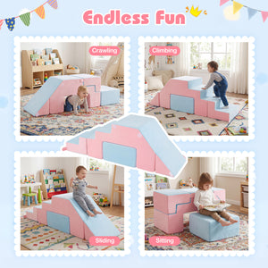 6-Piece Toddler Indoor Play Gym with Climbing Frame & Foam Climbing Blocks