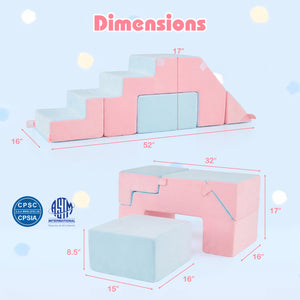 6-Piece Toddler Indoor Play Gym with Climbing Frame & Foam Climbing Blocks