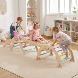 6-Piece Toddler Indoor Play Gym with Climbing Frame & Foam Climbing Blocks