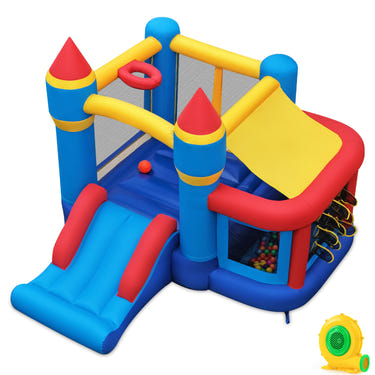 Inflatable Bounce House for Kids with Slide Ocean Ball and Pitching Game for Birthday Party Carnival