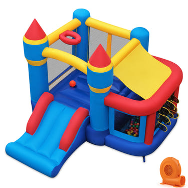 Inflatable Bounce House with Slide Ball Pit & Games and 550W Blower for Kids Party