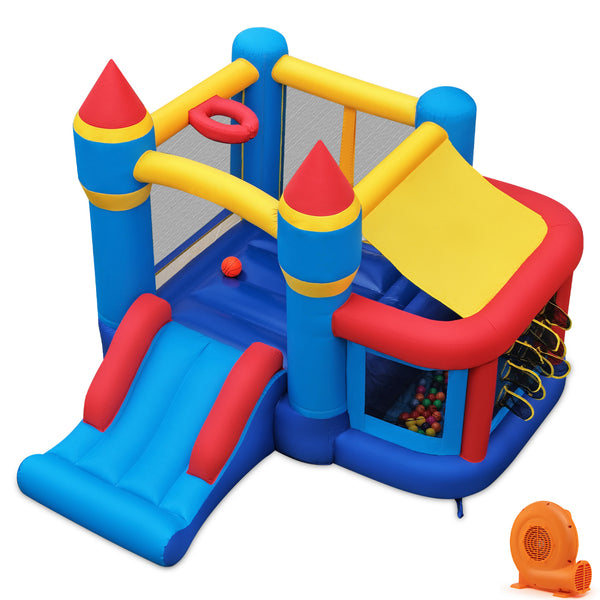 Inflatable Bounce House with Slide Ball Pit & Games and 550W Blower for Kids Party