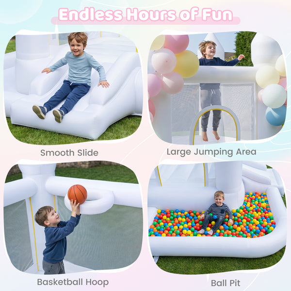 Inflatable Bounce House with Jumping Area Basketball Hoop and 480W Blower