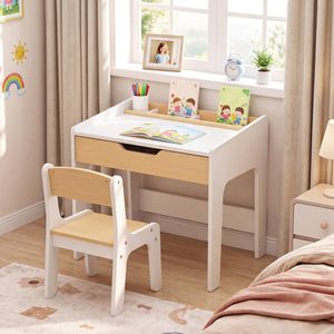 Wooden Kids Desk and Chair Set for Reading Drawing Playing